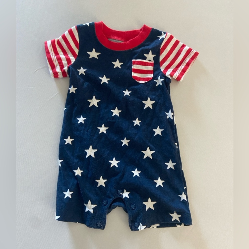 Star-Spangled patriotic infant romper 0-3mo